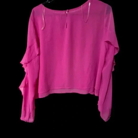🌸Bisou Bisou🌸 Sheer Barbie Pink Blouse; S Med, Lovely EUC - Picture 4 of 7